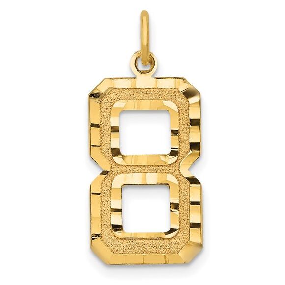 10K Yellow Gold Casted Large Diamond Cut Number 8 Charm